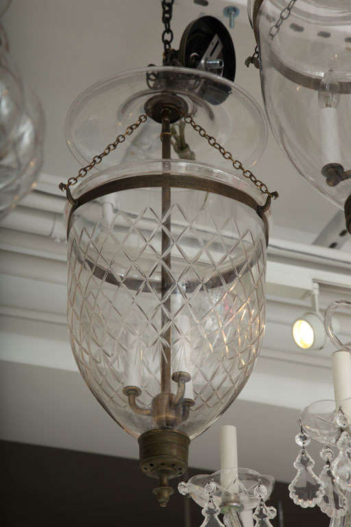 Antique Bell Jar with Diamond Etchings