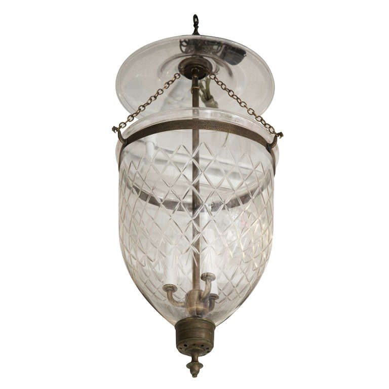 Antique Bell Jar with Diamond Etchings For Sale at 1stDibs
