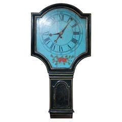 Antique C. 1790 Hand Painted English Wood Wall Clock