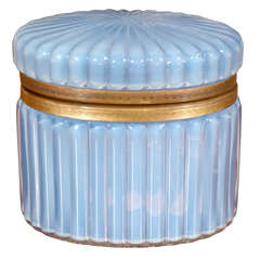 Old Periwinkle Blue Oval Opaline Box