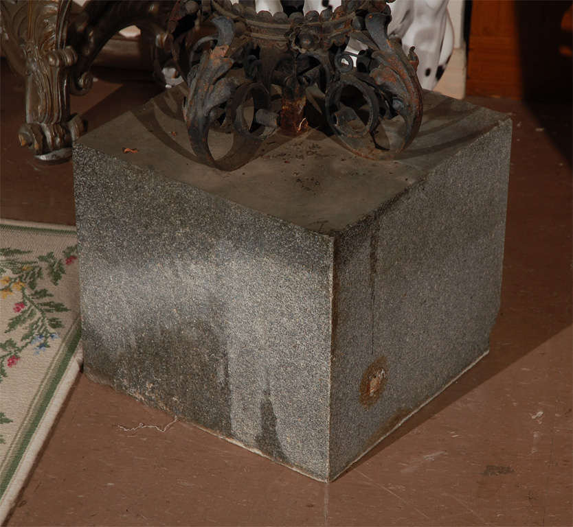 20th Century Pair Of Old Iron Torchieres On Marble Bases For Sale