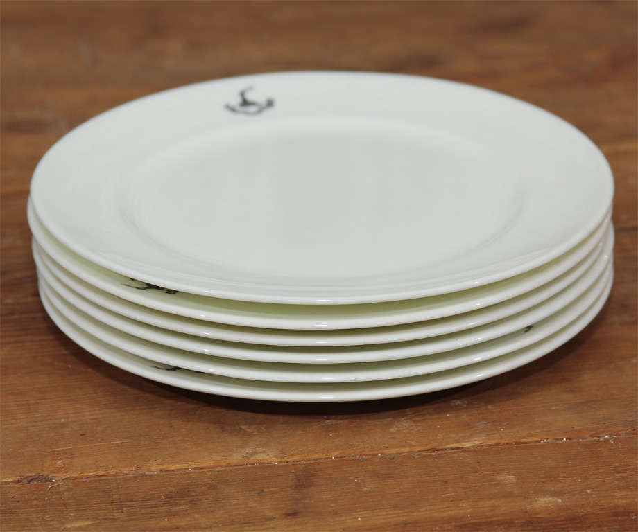 set of 6 plates custom made for private club by Cauldon ltd. of England. Latin  loosely translated 