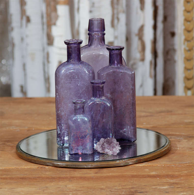19th Century purple bottles and amythest nugget