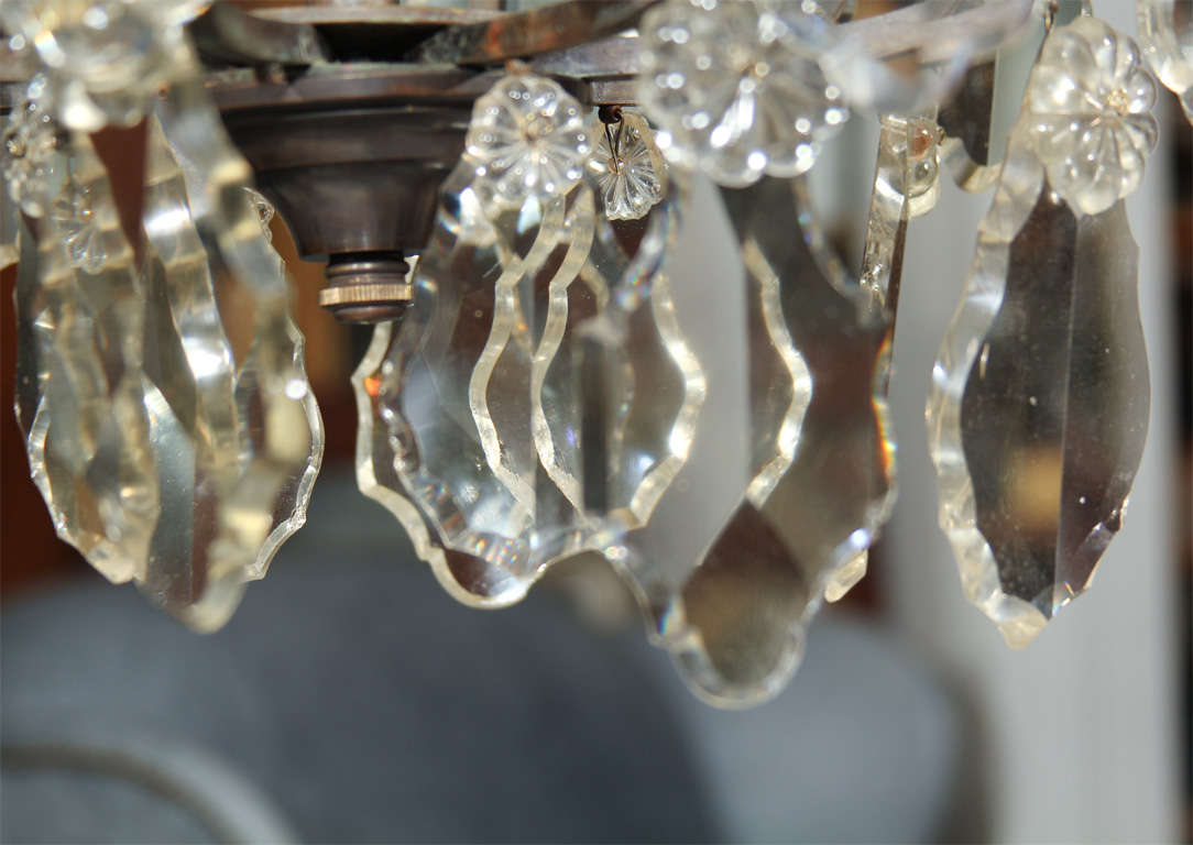 Milieu du XXe siècle Magnifique lustre en perles de verre et cristal en vente