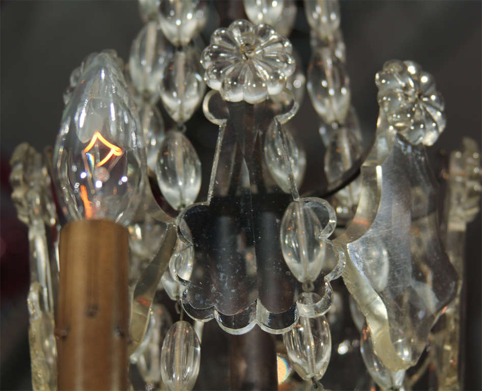 Mid-20th Century Handsome Glass Bead and Crystal Chandelier For Sale