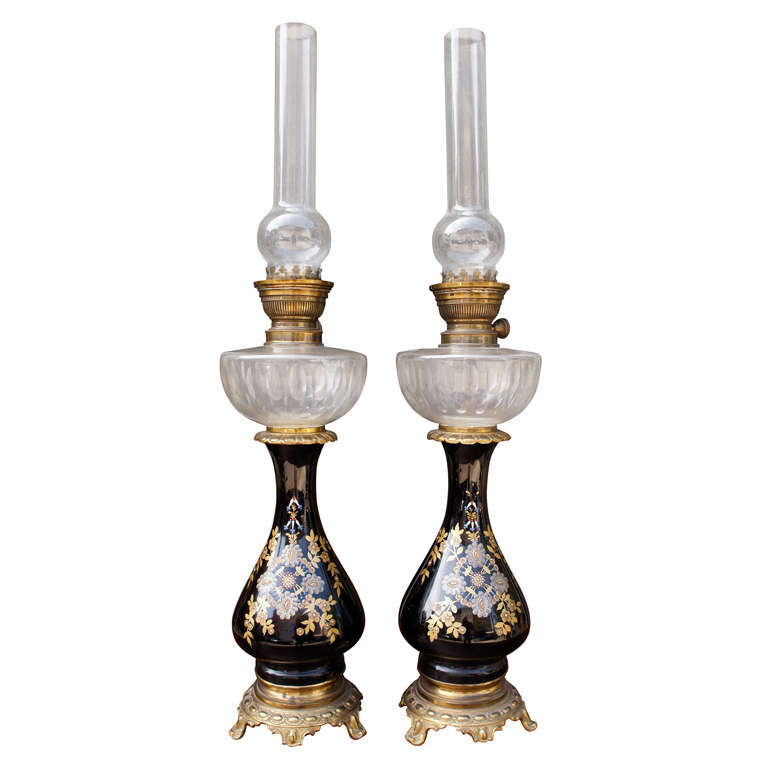 Pair of Oil Lamps at 1stDibs