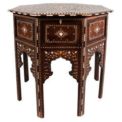 Indian Ivory-inlaid Hardwood Octagonal Top Table