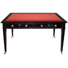 1950s Black Lacquered Desk in the Style of Maison Jansen