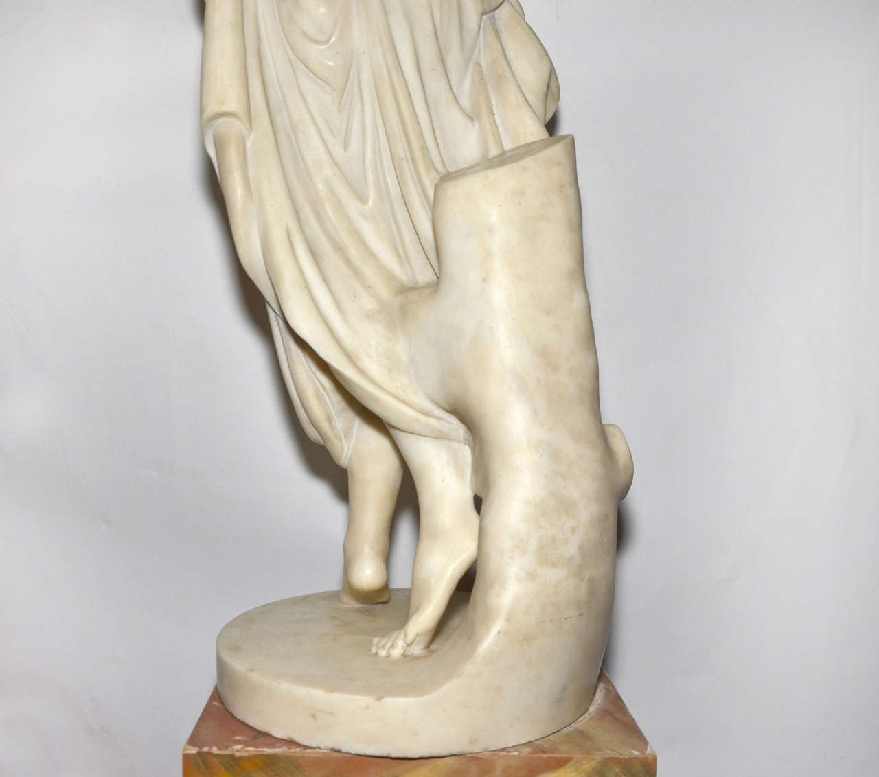 19th Century 1820s Carrara Marble Statue of a Draped Woman For Sale