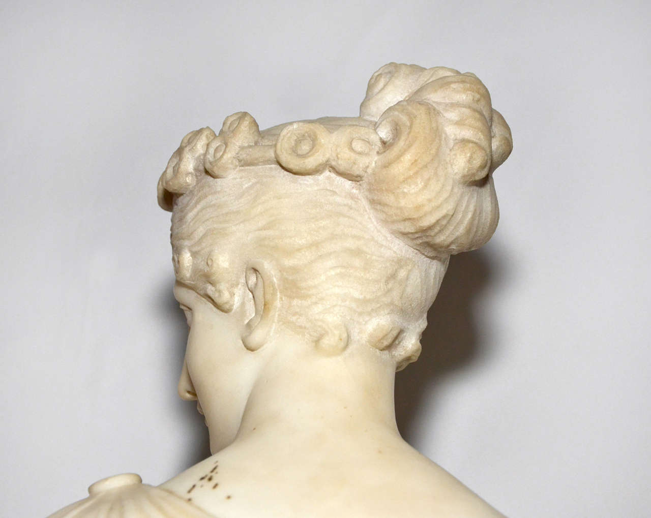 1820s Carrara Marble Statue of a Draped Woman For Sale 1