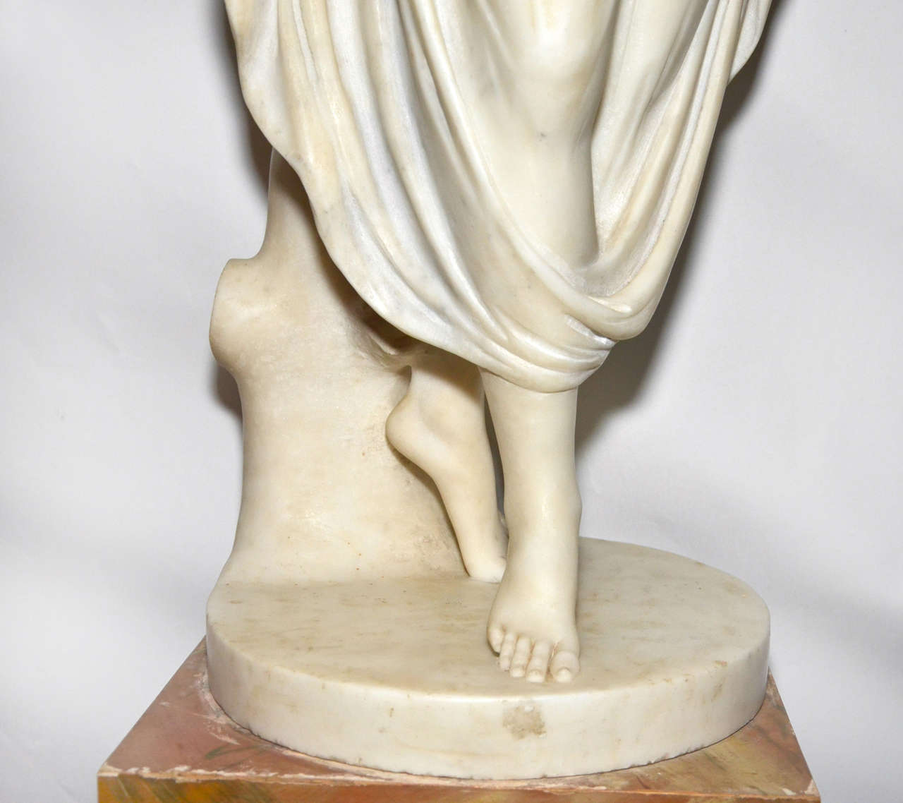1820s Carrara Marble Statue of a Draped Woman For Sale 4