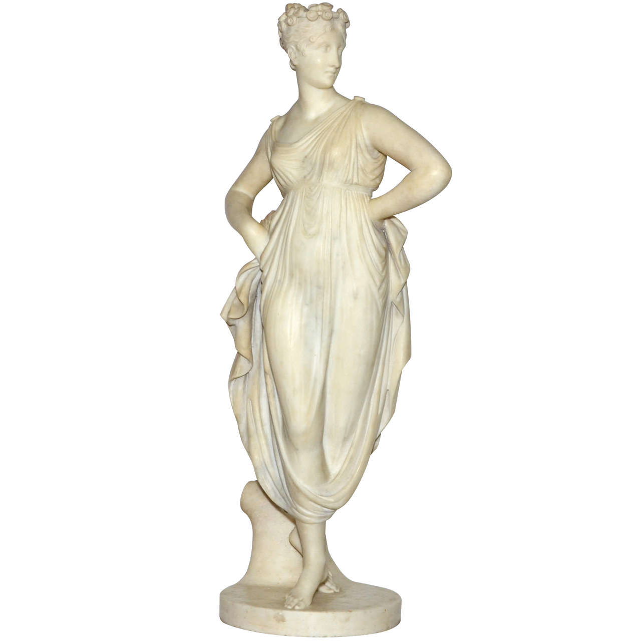 1820s Carrara Marble Statue of a Draped Woman For Sale