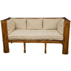 Antique Stately Tiger Maple Biedermeier Sofa