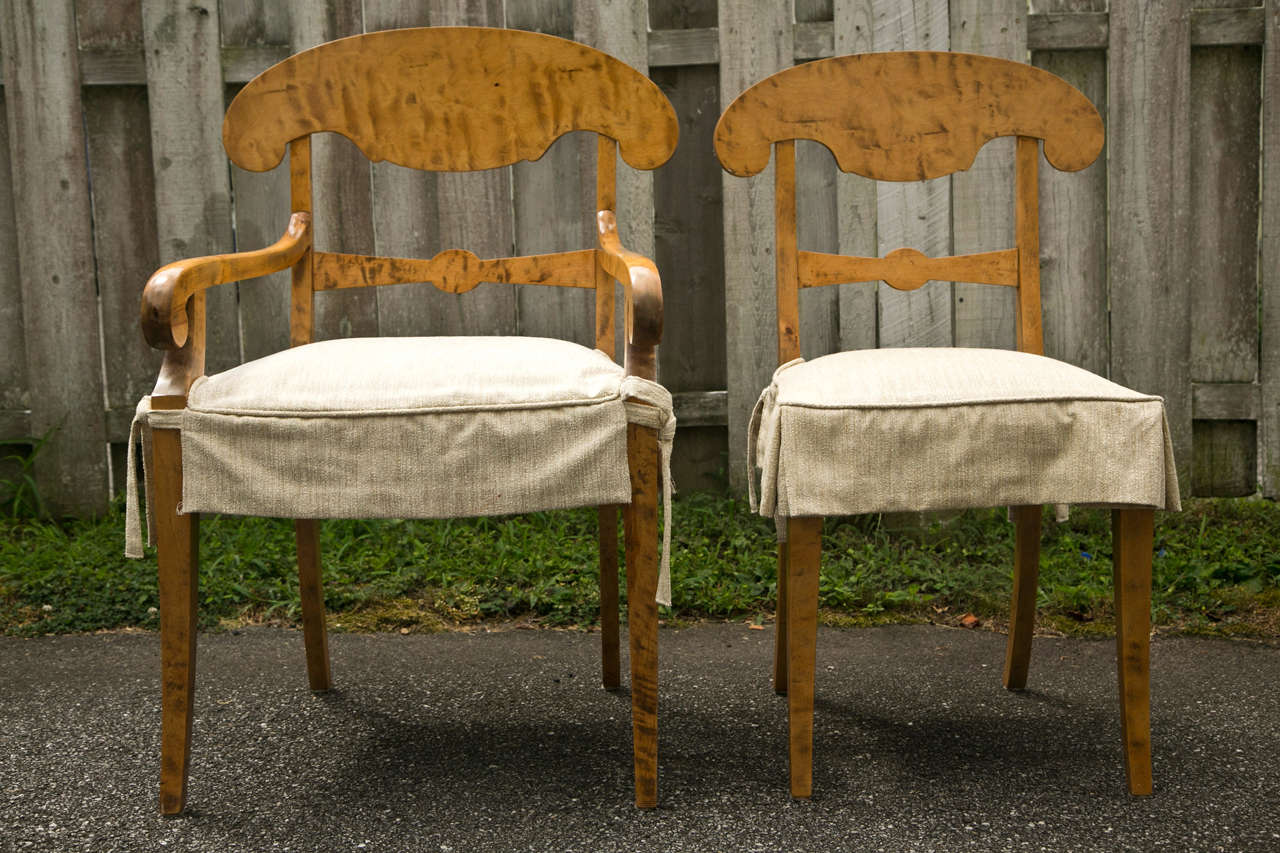 Set of Four Biedermeier Tiger Maple Dining Chairs 2