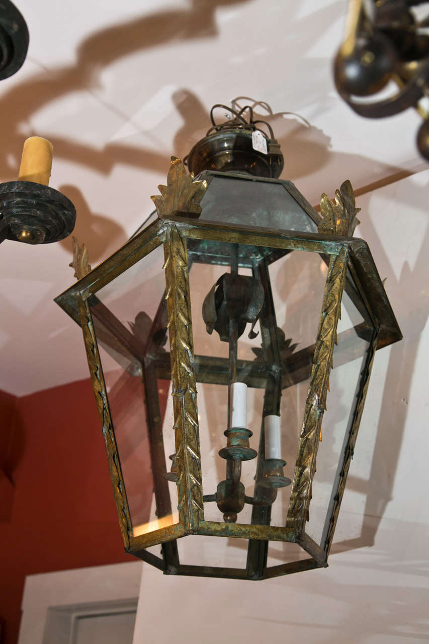 Large Italian Brass Hanging Lantern 2