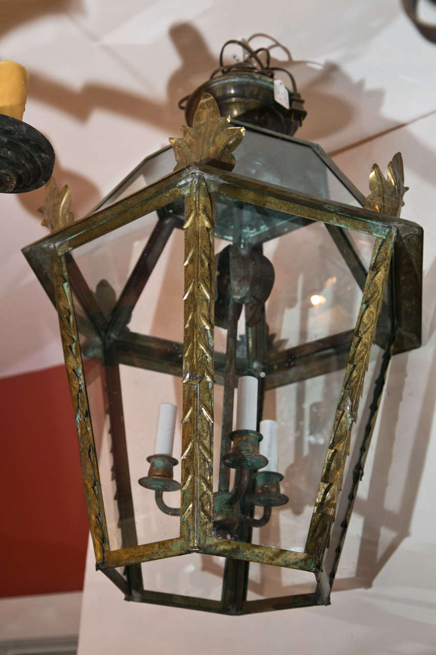 Large Italian Brass Hanging Lantern 3