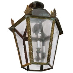 Large Italian Brass Hanging Lantern