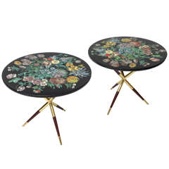 Paire de tables Fiori de Piero Fornasetti