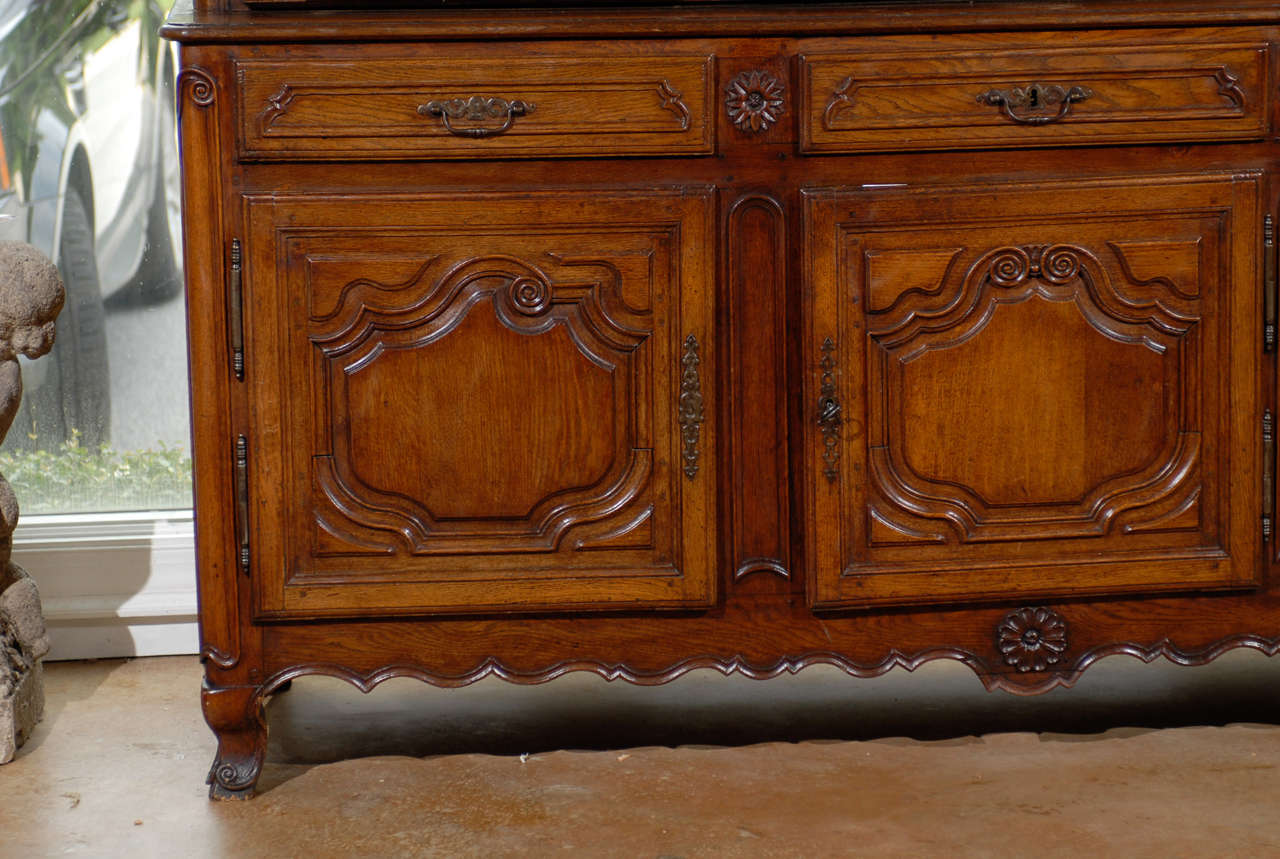 French, 1750 Period Louis XV Large Two-Part Wooden Cabinet from Lorraine Region In Good Condition In Atlanta, GA