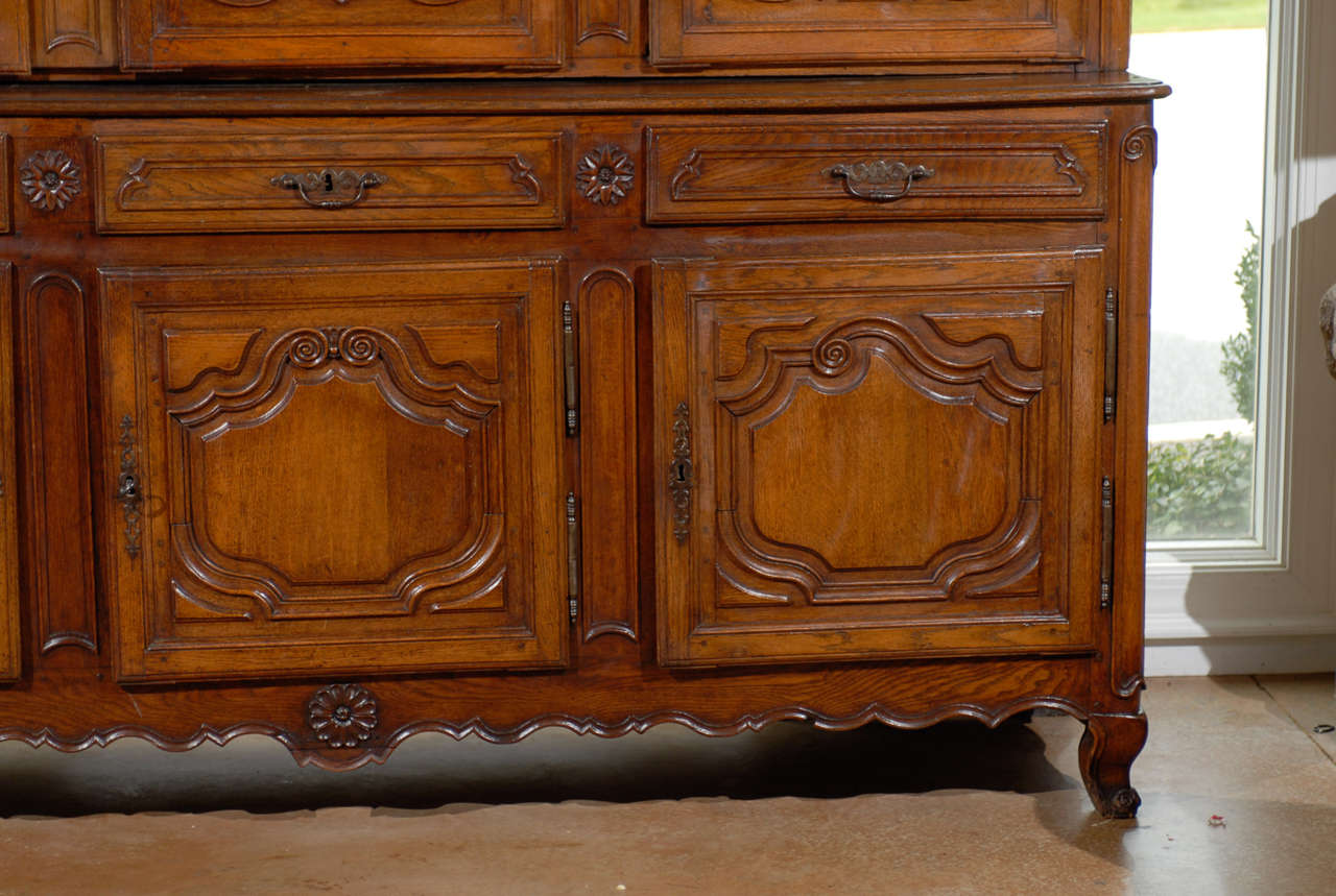 18th Century French, 1750 Period Louis XV Large Two-Part Wooden Cabinet from Lorraine Region