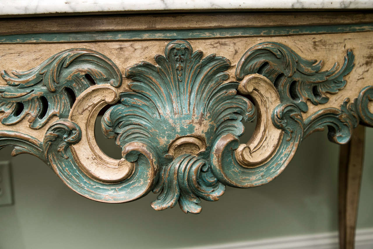 Painted Louis XV Style Console In Excellent Condition In Westport, CT