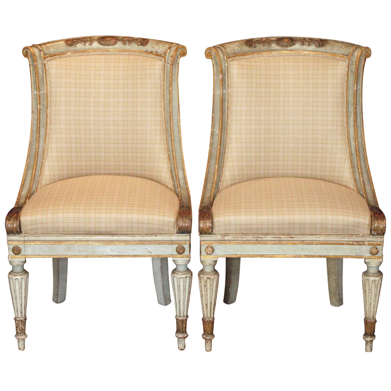 Pair of Directoire Style Chairs For Sale