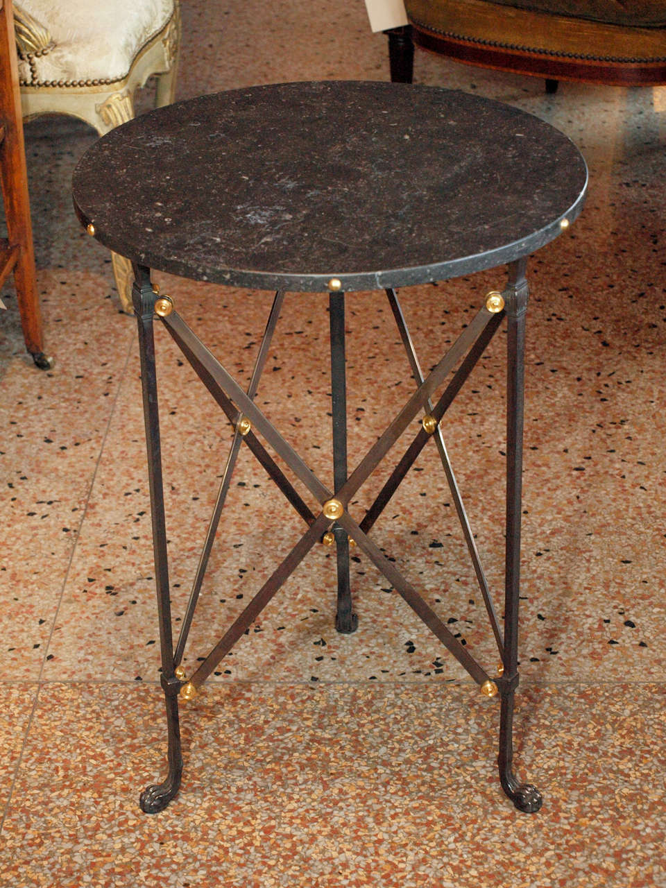 Contemporary Round Table with Marble Top