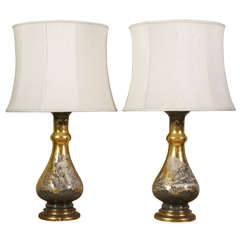 Pair of Midcentury Eglomise Lamps