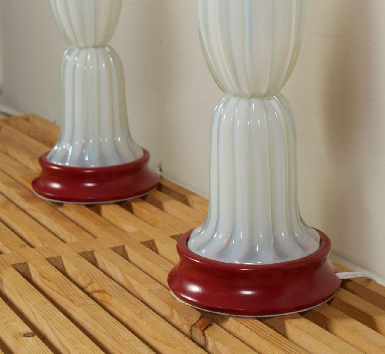 Modern Pair of Translucent Opalescent Italian Murano Lamps