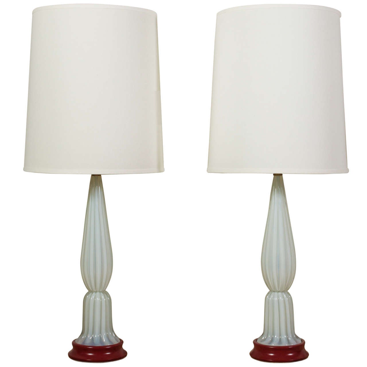 Pair of Translucent Opalescent Italian Murano Lamps