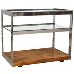 Merrow Associates Rosewood, Chromed Steel & Glass Bar Cart