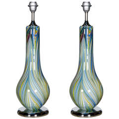 Pair of 1980s Murano Glass Lamps