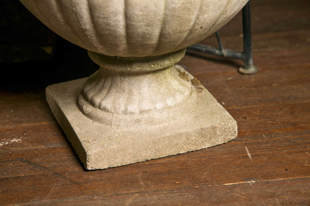 20th Century Set of 4 English Fluted Cast Stone Planters