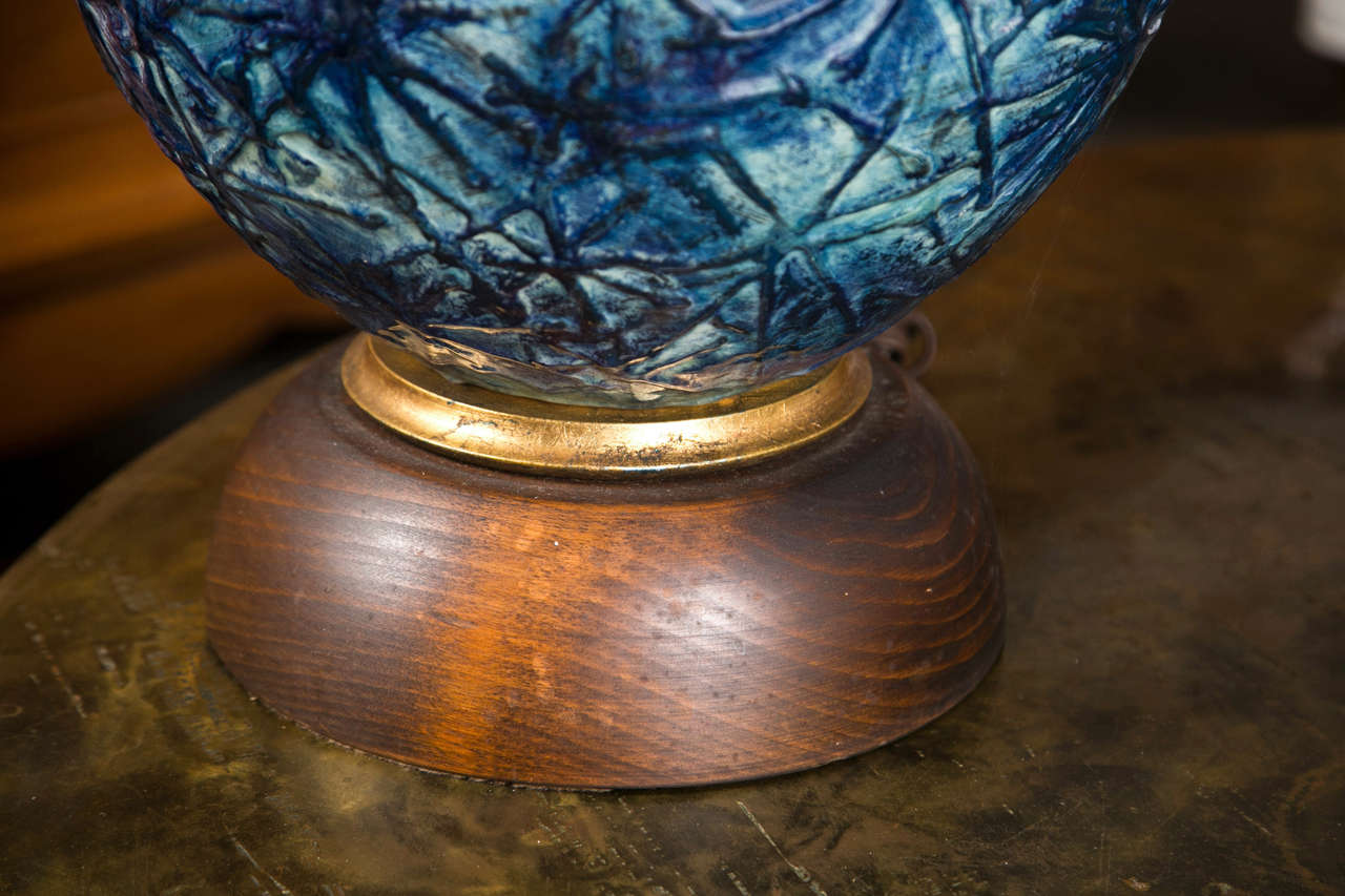 Large Blue Ceramic Lamp 1