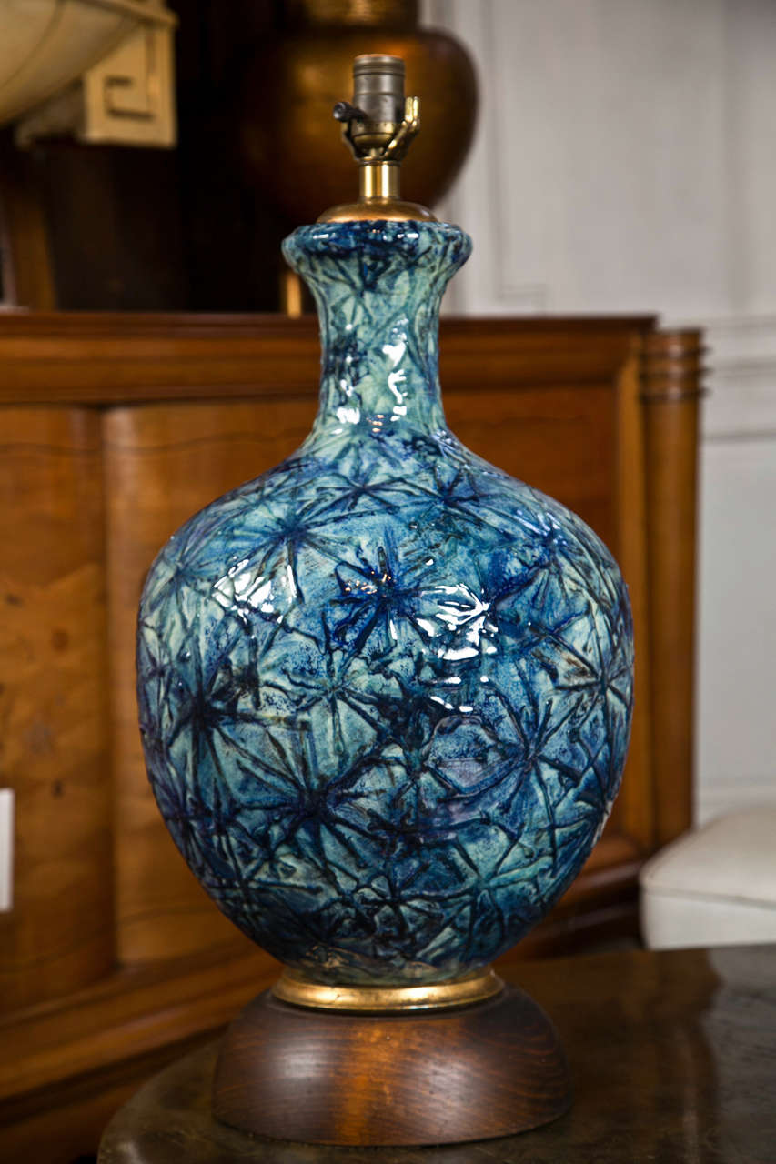 Large Blue Ceramic Lamp 3