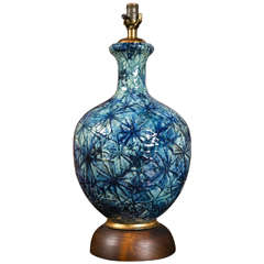Large Blue Ceramic Lamp