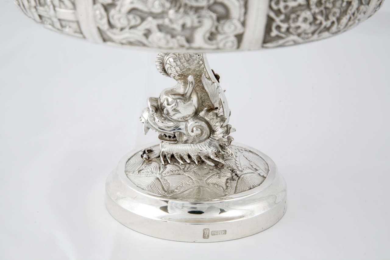 A Pair of Chinese Export Silver Comports For Sale 1
