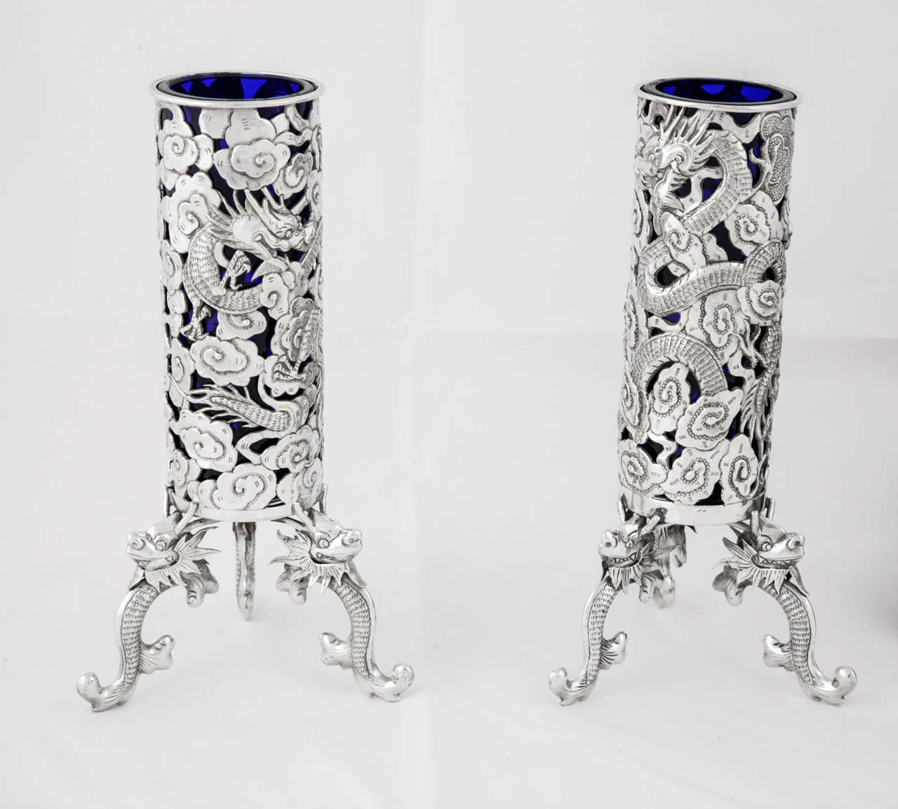 A Pair of Chinese Export Silver Vases 2