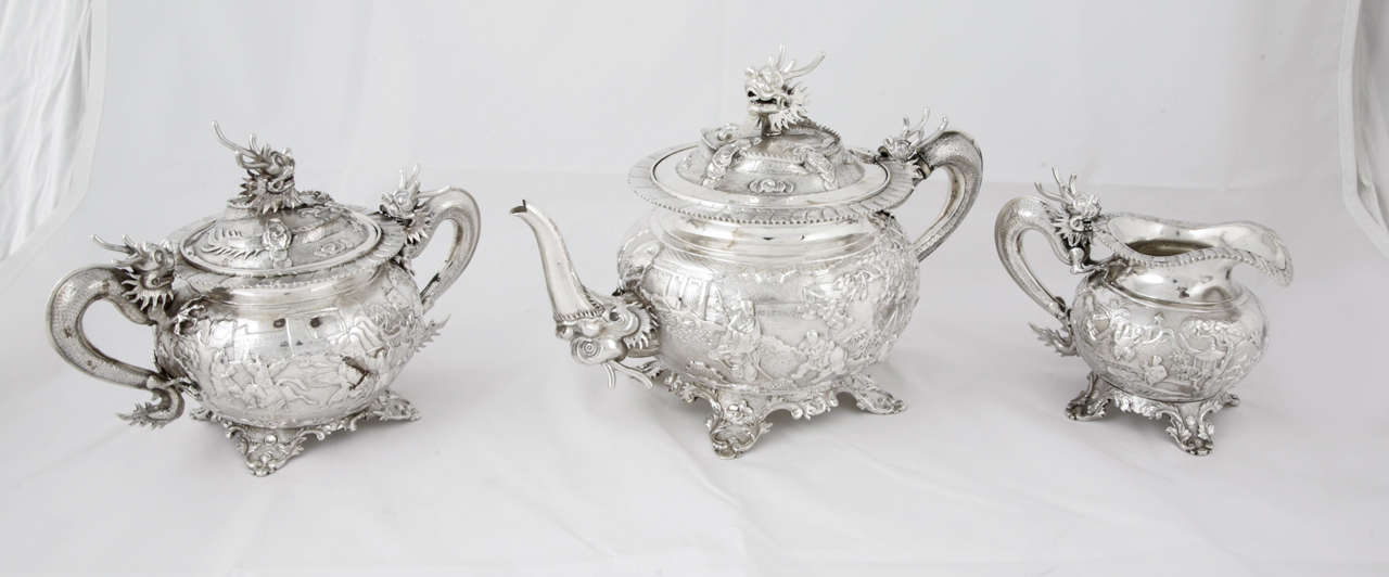 Chinese Export Silver Teaset For Sale 5