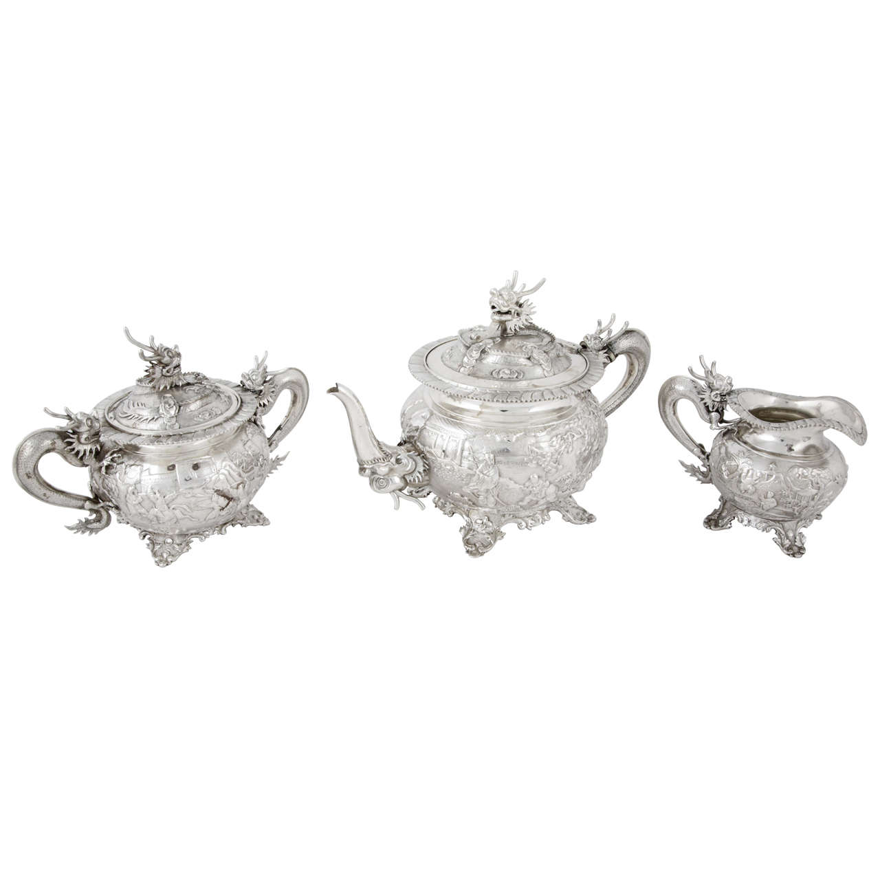 Chinese Export Silver Teaset