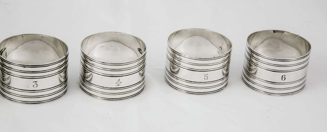 Victorian Set of Six Sterling Silver Napkin Rings For Sale