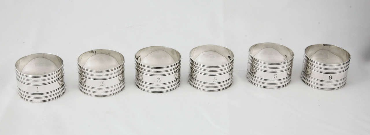 Set of Six Sterling Silver Napkin Rings For Sale 3