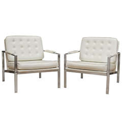 Pair of White Baughman-style Chairs