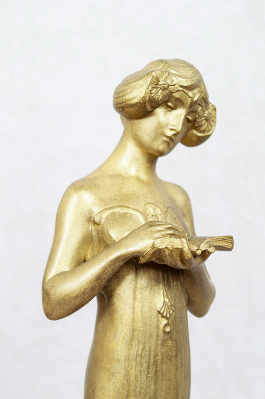 20th Century Art Nouveau Bronze Woman by Charles Korschann