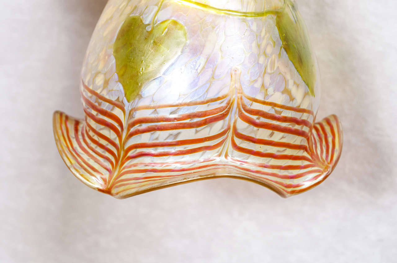 Austrian Art Nouveau Table Lamp with Loetz Shade 3