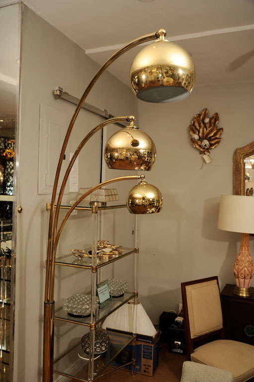 Large Standing Arc Brass Lamp with Marble Base at 1stDibs