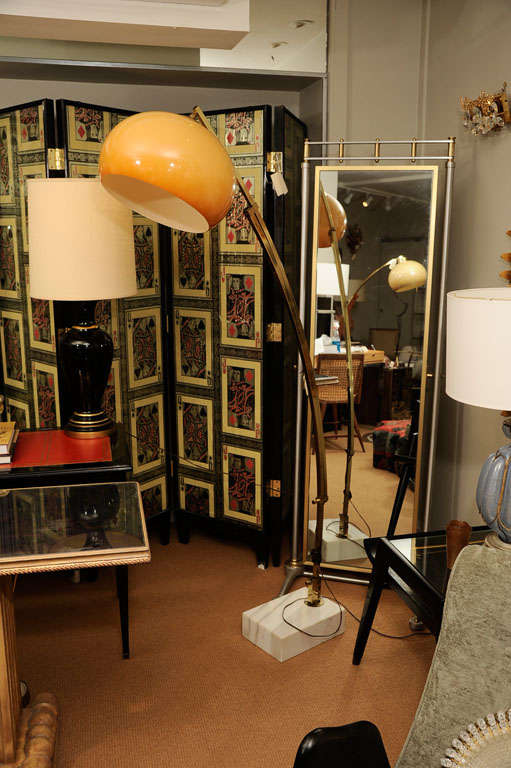 Brass Adjustable Arc Floor Lamp with Marble Base at 1stDibs