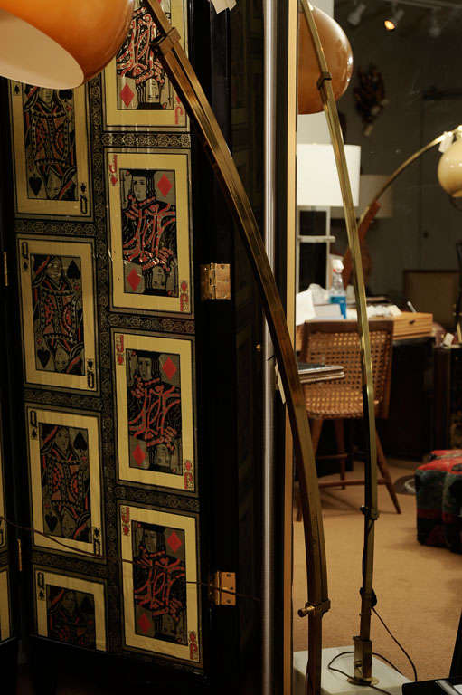 Brass Adjustable Arc Floor Lamp with Marble Base at 1stDibs