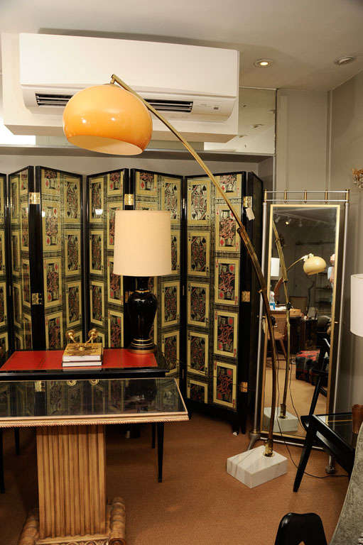Brass Adjustable Arc Floor Lamp with Marble Base at 1stDibs