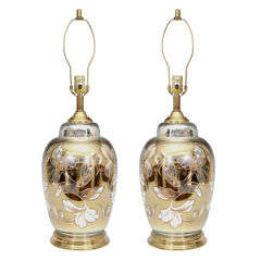 Pair of Mercury Glass Urn Lamps